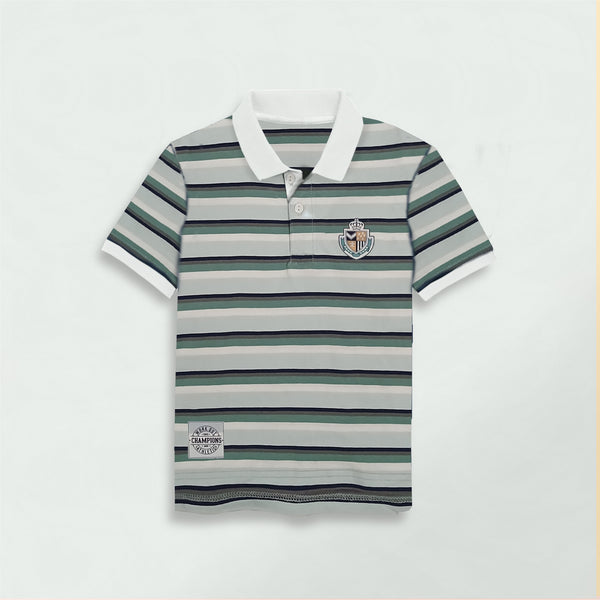 GREY & SEAGREEN STRIPPED POLO