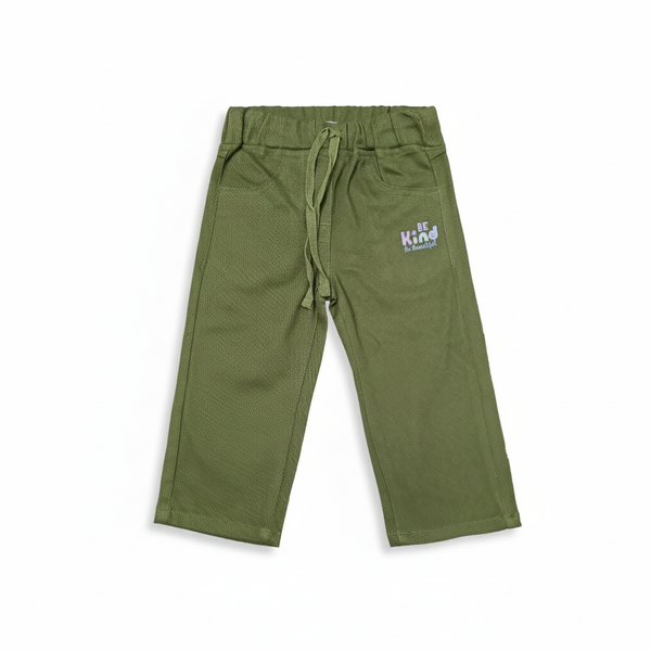 OLIVE  GREEN STRAIGHT LEG PRINTED BOTTOM