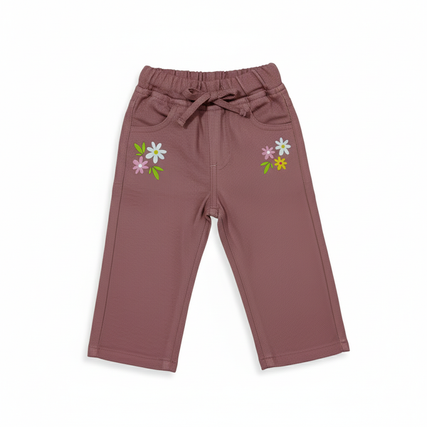 DUSTY ROSE STRAIGHT LEG PRINTED BOTTOM