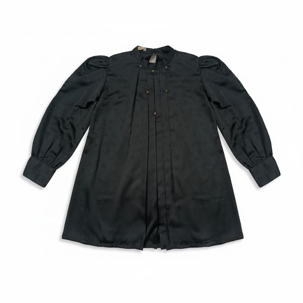 Mock Neck TOP with Pleated Front and Puffed Sleeves