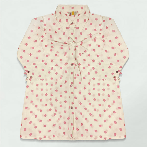 PINK POLKA DOT WHITE TOP
