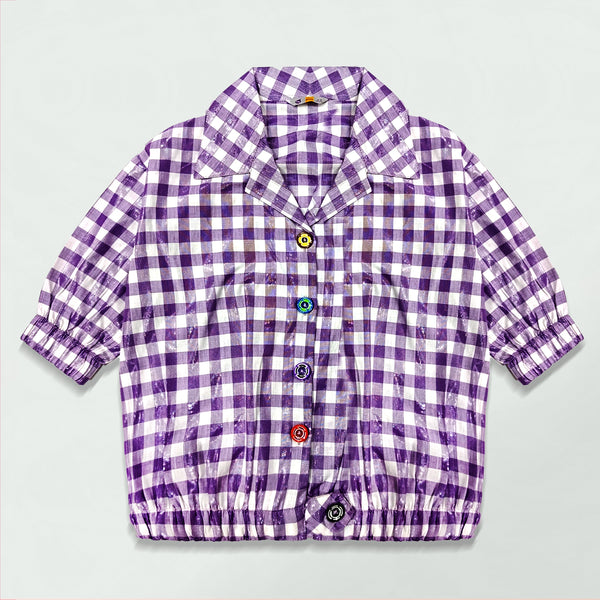 LAVENDER AND WHITE CHECKERED TOP