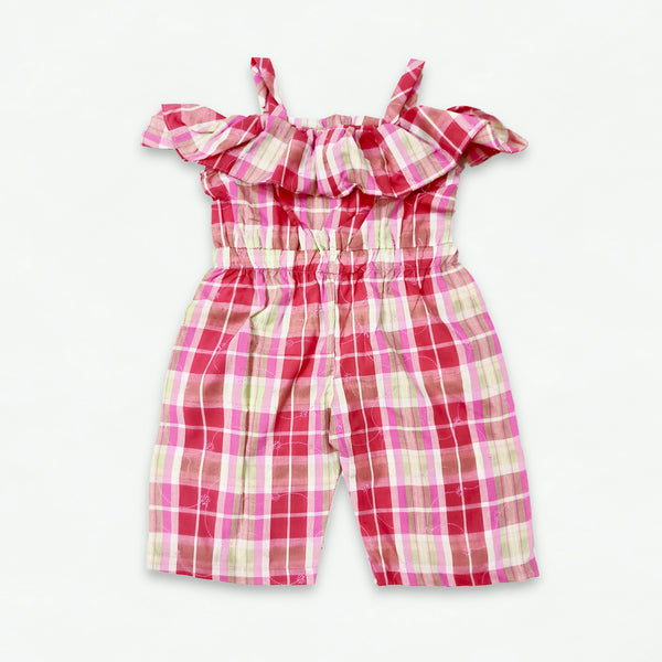 RED AND WHITE CHECKED JUMP SUIT