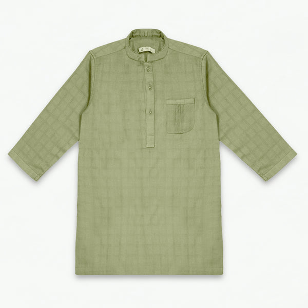 OLIVE GREEN FRONT POCKET KURTA