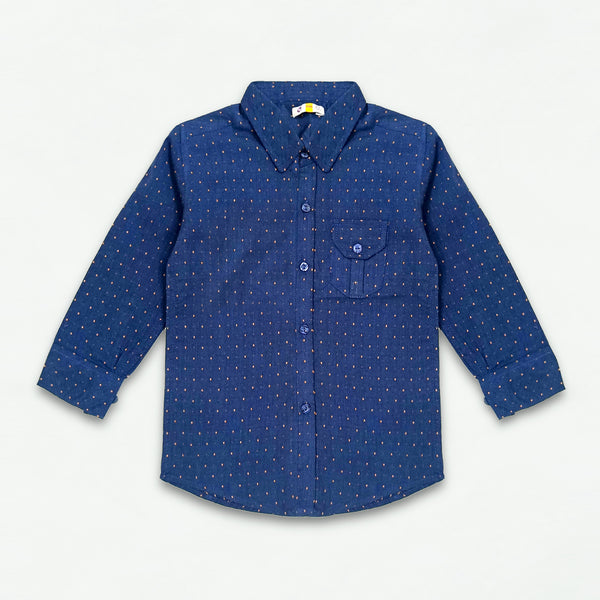 NAVY WHITE DOTTED CASUAL SHIRT