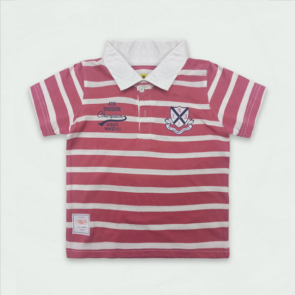 WHITE STRIPPED RED POLO