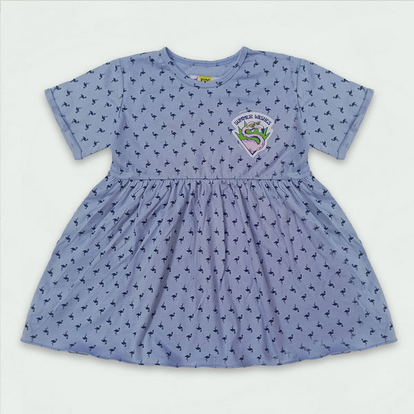 BLUE PRINTED DRESS