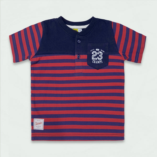 BLUE STRIPPED RED T SHIRT