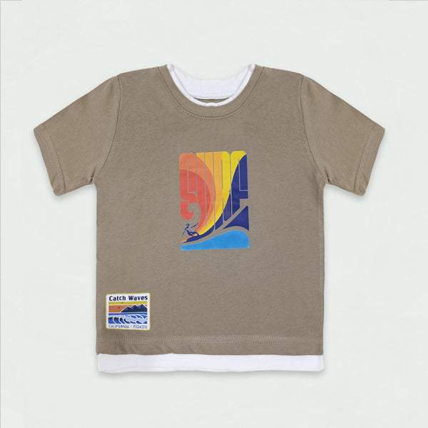 LATCH WAVES WHITE STRIPED T SHIRT