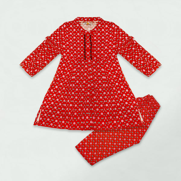 RED FLORAL PRINTED SET