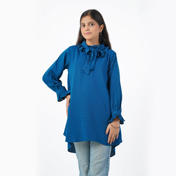 POLKA DOT TIE COLLAR TOP