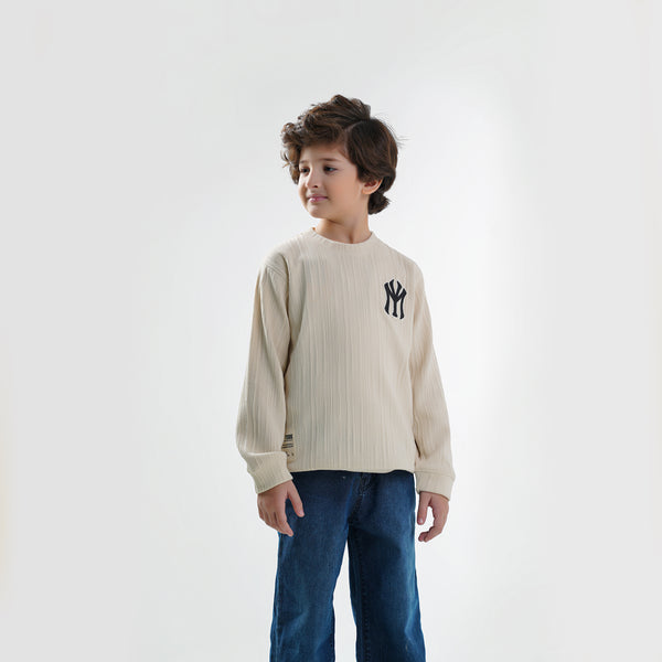 IVORY EMBROIDERED WOOLEN SWEAT SHIRT