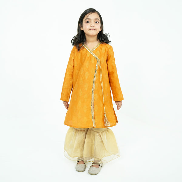 ORANGE KURTI WITH GEOMETRIC PATTERN