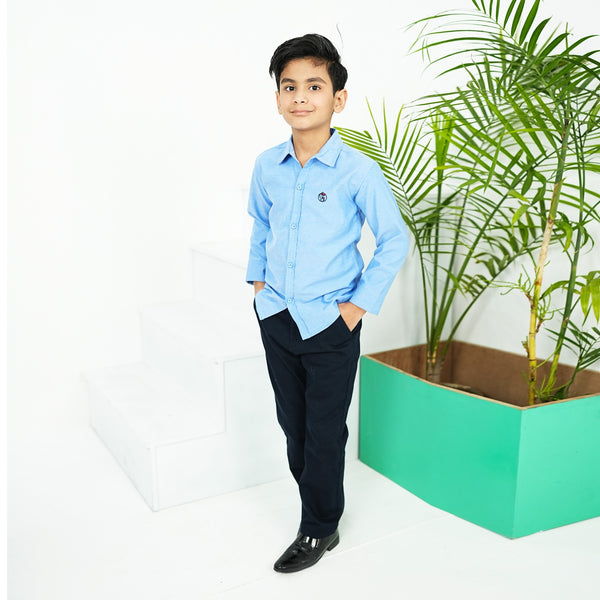 SKY BLUE CASUAL SHIRT WITH FRONT BUTTON