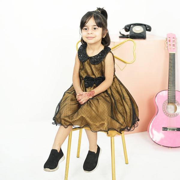 GOLD AND BLACK SLEEVLESS DRESS