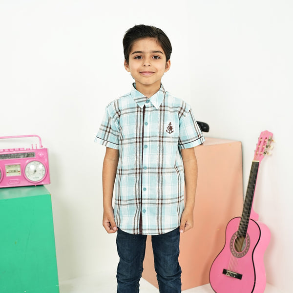 SKY PLAIDED CASUAL SHIRT