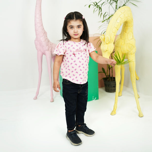 BABY PINK HEART PATTERENED T SHIRT