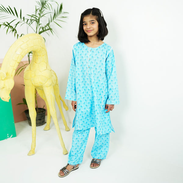 PATTERENED SKY BLUE SUIT