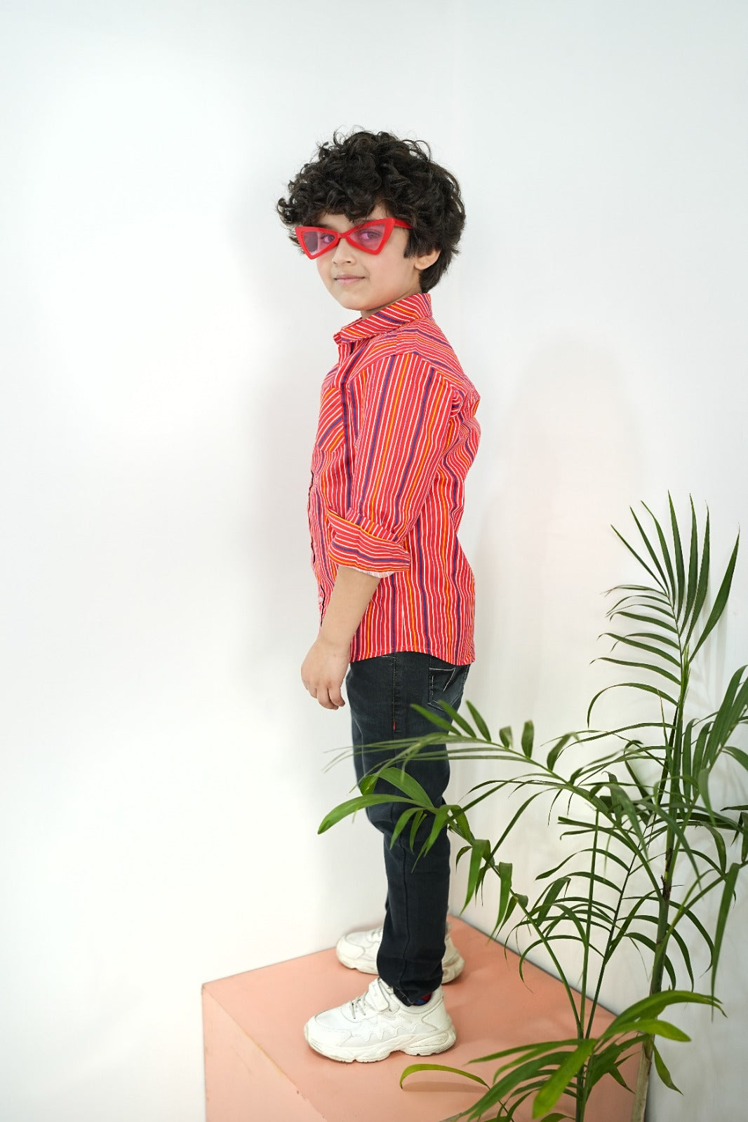 BOYS  RED STRIPED SHIRT