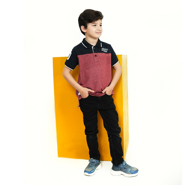 BLACK AND MAROON POLO