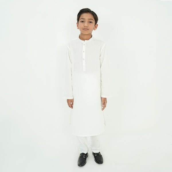 WHITE FRONT BUTTON KURTA