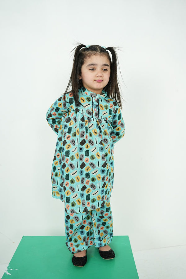 GEOMETRIC PATERENED TURQOISE SET