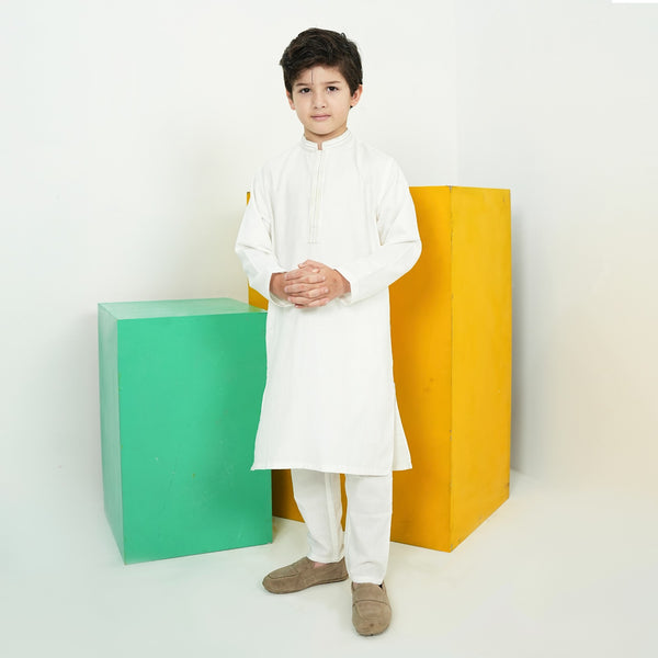 WHITE FRONT BUTTON SHALWAR SET