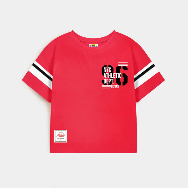 NYC WHITE STIPPED RED T SHIRT
