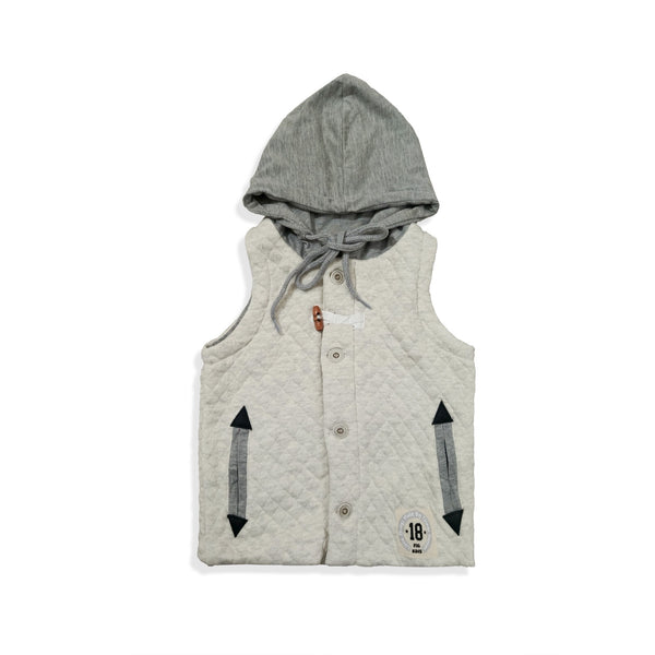 SLEEVELESS QUILTED HOODIE